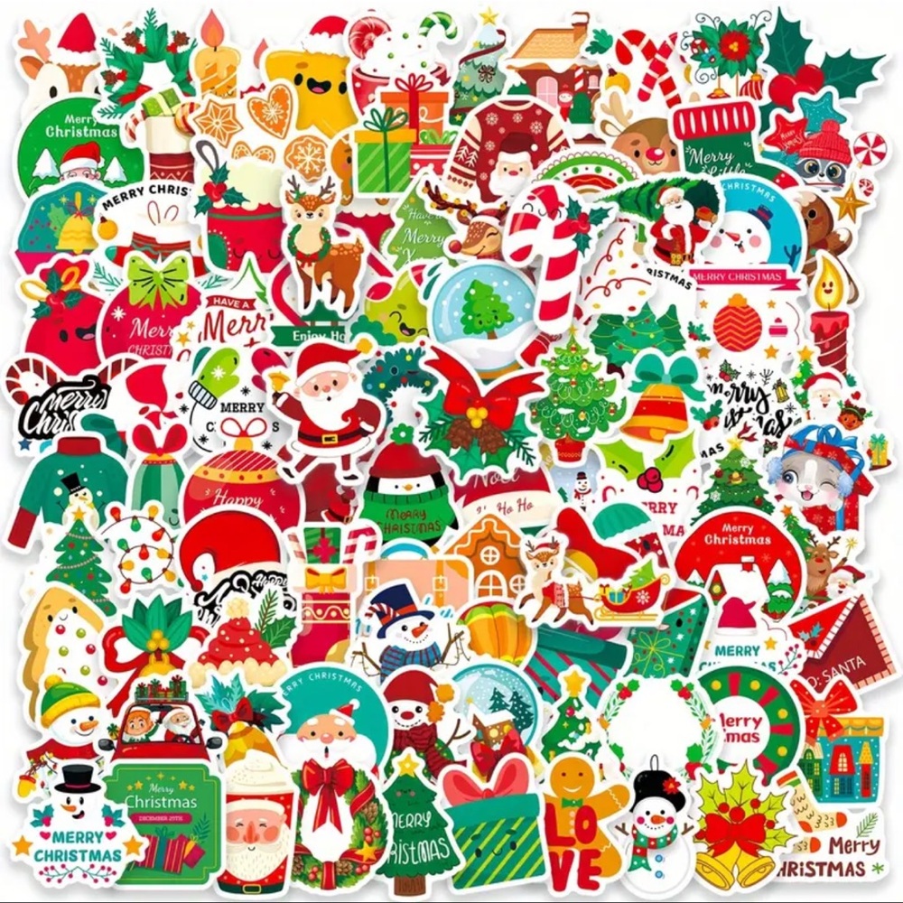 Stickers, 100pcs. Christmas Theme Stickers, NEW, Unisex, Hours of Fun! 🎁